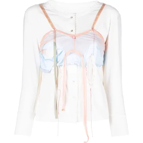Lace-Trimmed Layered Shirt , female, Sizes: XS - Maison Margiela - Modalova