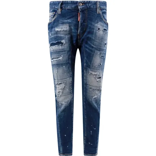 Biker Jeans mit Zerstörtem Effekt , Herren, Größe: XL - Dsquared2 - Modalova