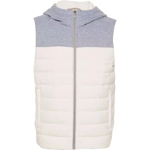 Grey Hooded Quilted Gilet , male, Sizes: XL, 3XL, 2XL - PESERICO - Modalova