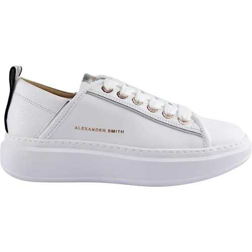 Silber Weiße Sneakers , Damen, Größe: 38 EU - Alexander Smith - Modalova