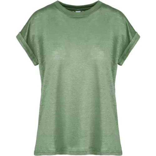 Short, Turn-Up Sleeved Crew Neck T-Shirt , female, Sizes: L, S, M, 2XL - BomBoogie - Modalova