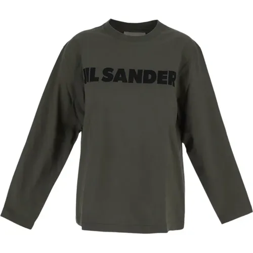 Langarm Baumwoll T-Shirt , Damen, Größe: L - Jil Sander - Modalova