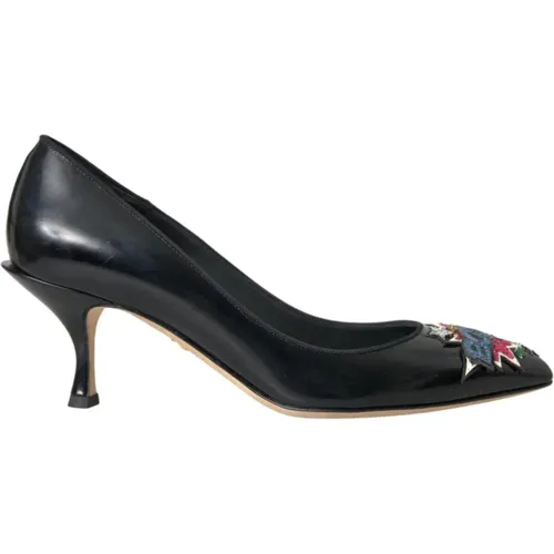 Schwarze Lederpumps mit Sternenmuster - Dolce & Gabbana - Modalova