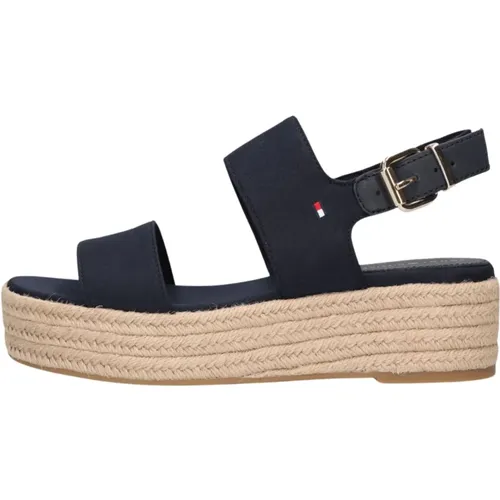 Blaue Mid Wedge Espadrilles Sandale, Mid Wedge Espadrilles Sandal,Mid Wedge Flache Sandalen - Tommy Hilfiger - Modalova