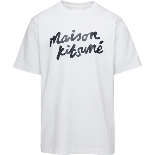 Handwriting Comfort Tee-Shirt Weiß , Herren, Größe: M - Maison Kitsuné - Modalova