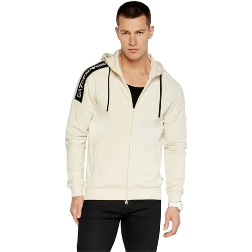 Weißkappe Grauer Full-Zip Hoodie Pullover - Emporio Armani EA7 - Modalova