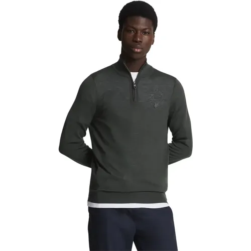 Merino Quarter Zip Jumper mit Adler , Herren, Größe: L - Lyle & Scott - Modalova