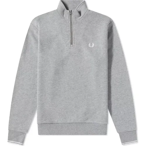 Weiße Half Zip Sweatshirt , Herren, Größe: L - Fred Perry - Modalova