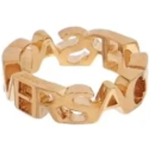 Logo Design Gold Ring , female, Sizes: 52 MM, 54 MM - Versace - Modalova