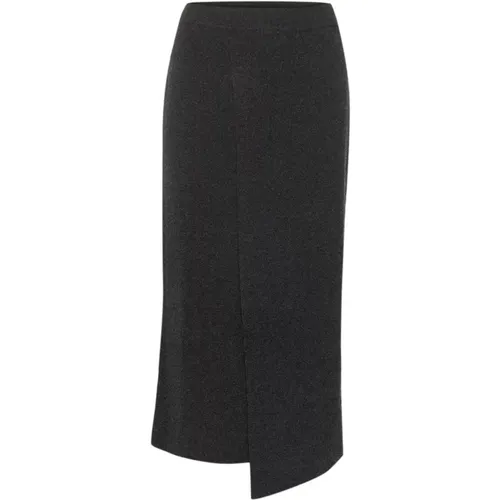 Wool Knit Skirt with Split , female, Sizes: M, XS, XL, L, S - Gestuz - Modalova