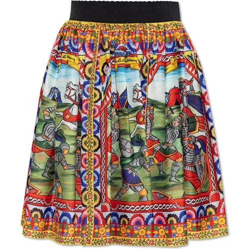 Silk skirt with Carretto pattern , female, Sizes: 2XS - Dolce & Gabbana - Modalova