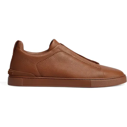 Low Top Triple Stitch Leather Sneaker , male, Sizes: 8 1/2 UK, 8 UK - Ermenegildo Zegna - Modalova