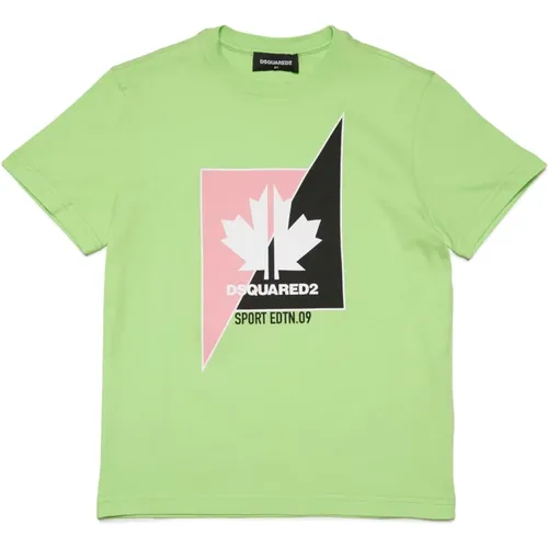 T-Shirt mit zweifarbiger Blattgrafik - Dsquared2 - Modalova