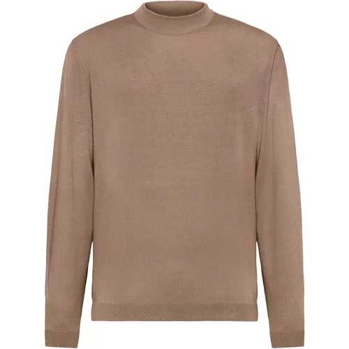 Mock Polo Neck Jumper aus superfeiner Merinowolle , Herren, Größe: L - Boggi Milano - Modalova