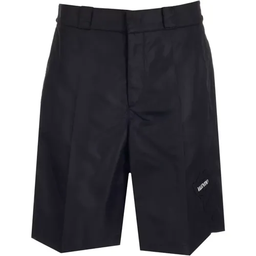 Schwarze Nylon Shorts mit Logo-Print - Valentino - Modalova