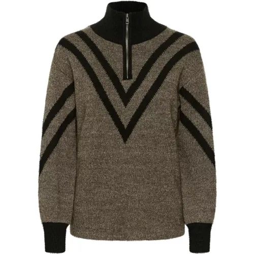 Brauner Strickpullover Sweater , Damen, Größe: L - Kaffe - Modalova