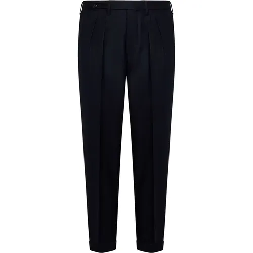 Slim-fit Double-Pleat Navy Trousers , male, Sizes: W34, W40, W31, W30 - Michele Carbone - Modalova
