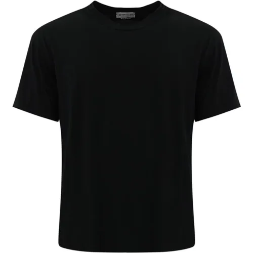 Schwarzes Baumwoll T-Shirt Kurzarm , Herren, Größe: L - Daniele Alessandrini - Modalova