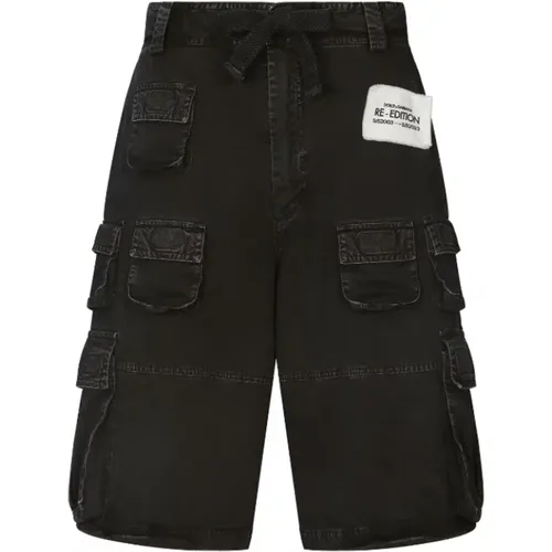 Smoky Cargo Denim Shorts , male, Sizes: M - Dolce & Gabbana - Modalova