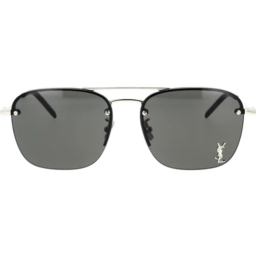 Caravan Style Sunglasses with YSL Logo , male, Sizes: 57 MM - Saint Laurent - Modalova