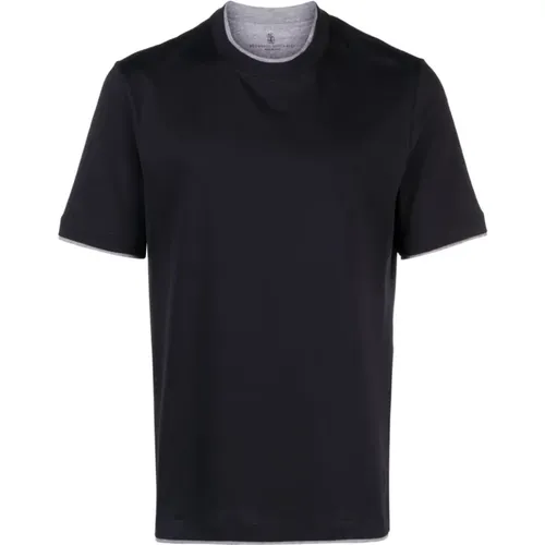 Blaue T-Shirts & Polos für Männer , Herren, Größe: L - BRUNELLO CUCINELLI - Modalova