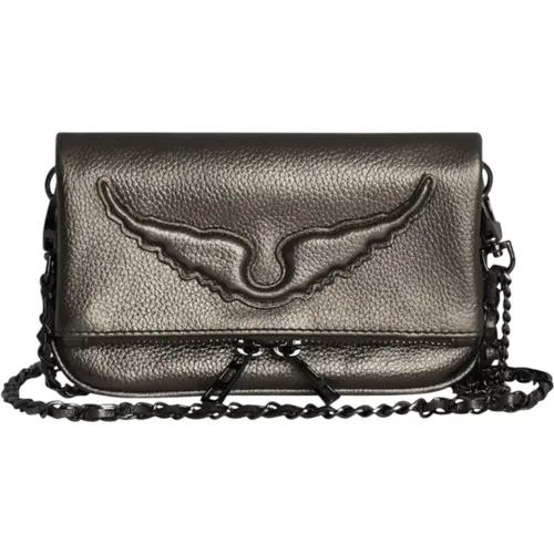 Graue Metallic-Leder Nano Rock Clutch - Zadig & Voltaire - Modalova