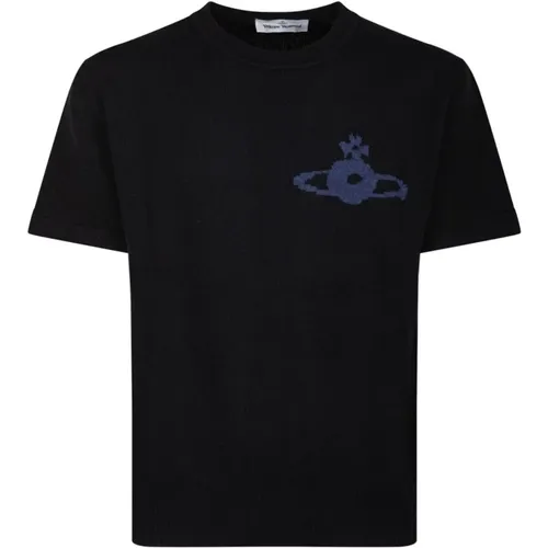 Schwarzes Rundhals T-Shirt mit Logo-Print , Herren, Größe: M - Vivienne Westwood - Modalova