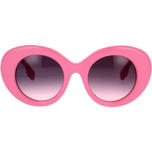 Mutige runde Sonnenbrille mit Markenlogo - Burberry - Modalova