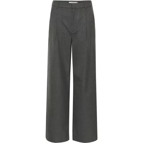 Wide Leg Melange Pants Dark Grey , female, Sizes: S - Gestuz - Modalova