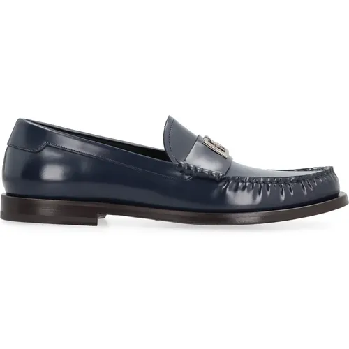 Lederloafer mit Logo-Detail , Herren, Größe: 44 EU - Dolce & Gabbana - Modalova