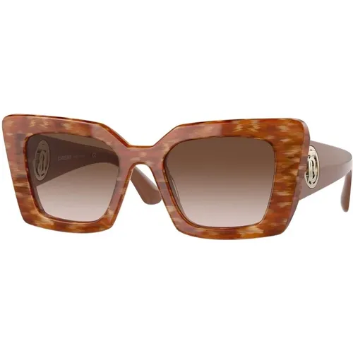 Braune Sonnenbrille mit Flecken , Damen, Größe: 51 MM - Burberry - Modalova