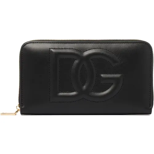 Leather Wallet with Zip Closure , female, Sizes: ONE SIZE - Dolce & Gabbana - Modalova