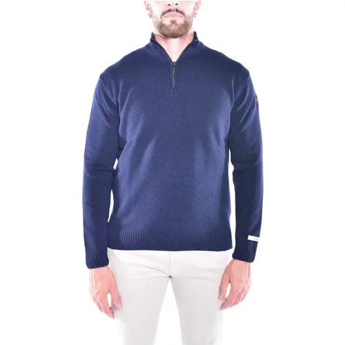 Zip Pullover aus Re-Wool mit Badge , Herren, Größe: XL - PAUL & SHARK - Modalova