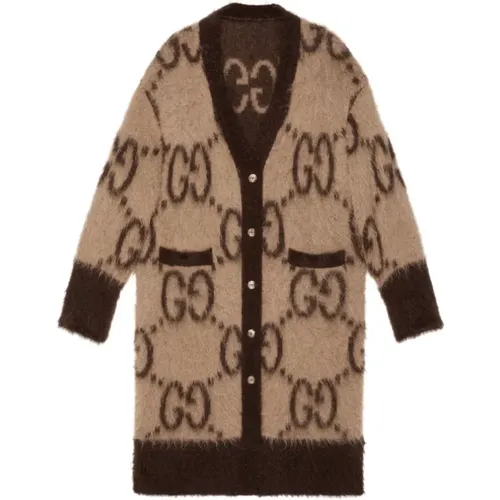 Brown Jacquard Cardi-Coat , female, Sizes: S, XS - Gucci - Modalova