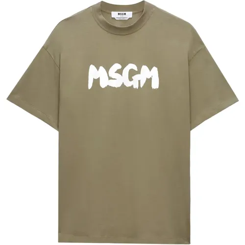 Grüne Logo Pennellato T-Shirts und Polos , Herren, Größe: M - MSGM - Modalova