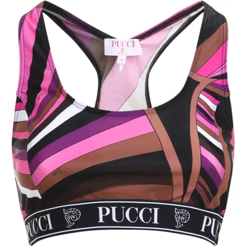 Fuchsia Braun S.s. Top , Damen, Größe: S - EMILIO PUCCI - Modalova