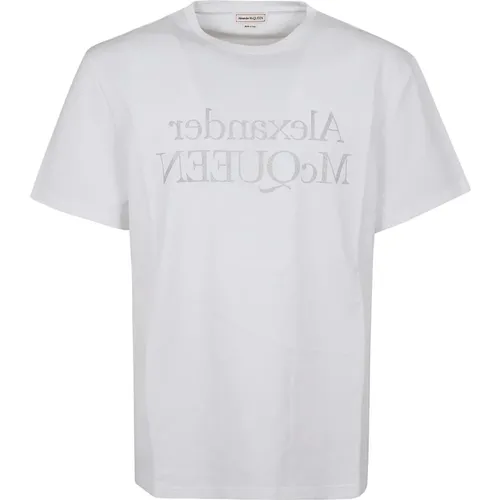 Weißes T-Shirt mit Logoaufdruck - alexander mcqueen - Modalova