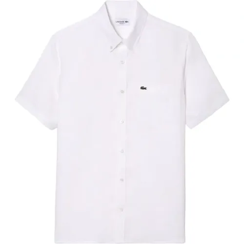 Weißes Leinenhemd für Herren , Herren, Größe: 2XL - Lacoste - Modalova