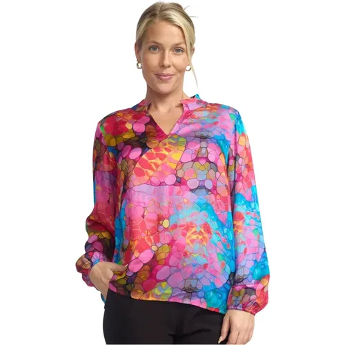 Buntes Print Langarm Bluse , Damen, Größe: XL - 2-Biz - Modalova