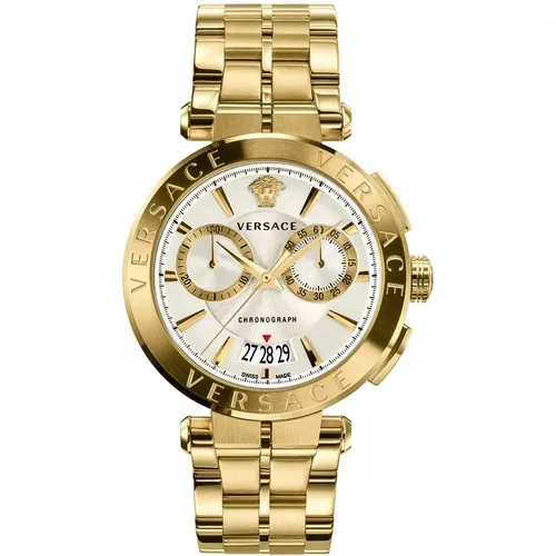 Aion Chronograph Gold Stainless Steel Watch , male, Sizes: ONE SIZE - Versace - Modalova
