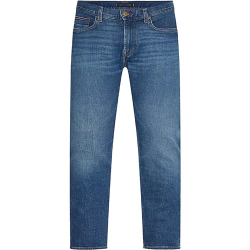 Slim Fit Faded Jeans with Materials , male, Sizes: W40, W38, W31 - Tommy Hilfiger - Modalova