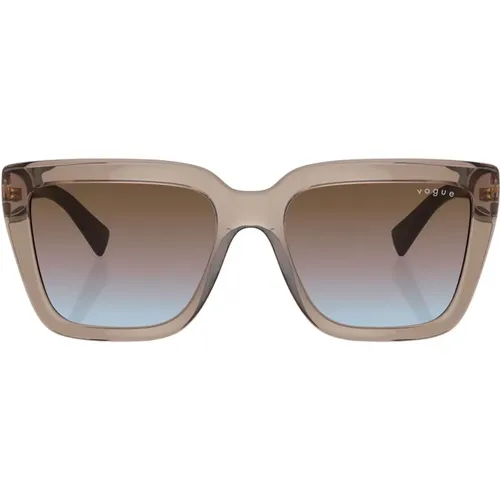 Braune Transparente Sonnenbrille mit Kristall-Logo , Damen, Größe: 55 MM - Vogue - Modalova