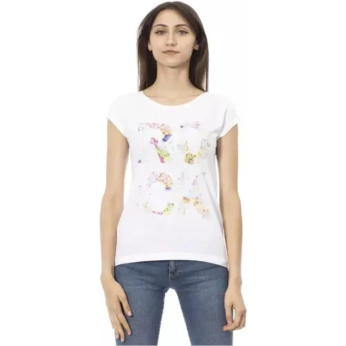 Womens Cotton T-Shirt with Front Print , female, Sizes: L, M - Trussardi - Modalova