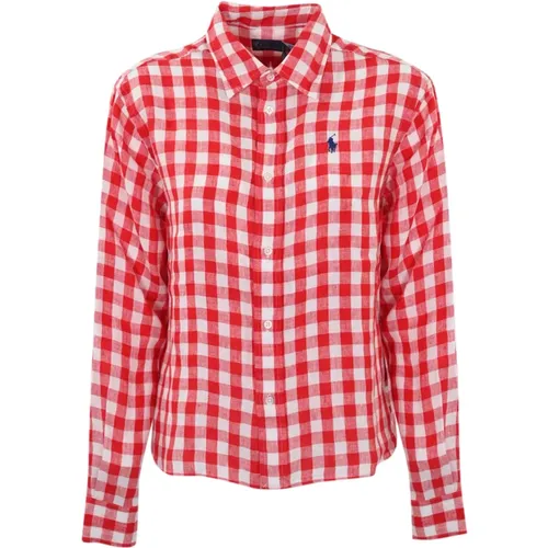 Red Linen Shirt Long Sleeve Button Closure , female, Sizes: XS - Ralph Lauren - Modalova