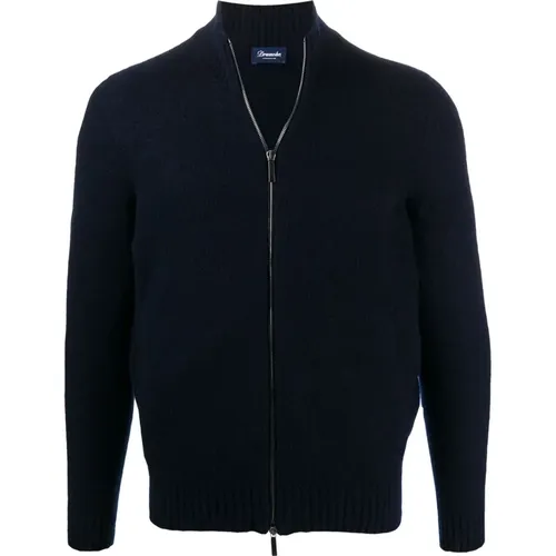 Navy Zip Cardigan , Herren, Größe: XL - Drumohr - Modalova