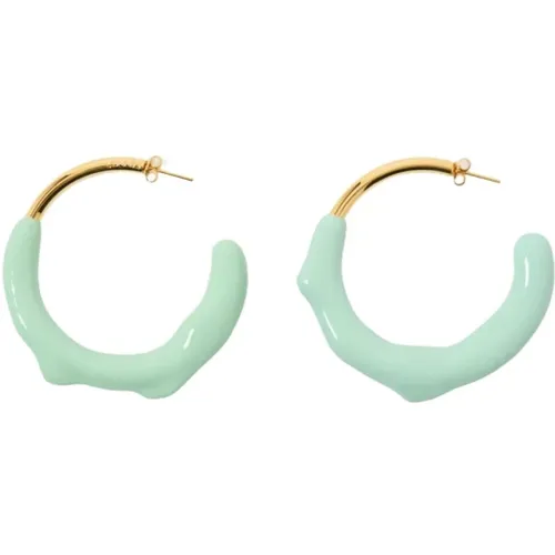 Vergoldete Gummi-Hoop-Ohrringe mit tropfendem Silikon-Finish , Damen, Größe: ONE Size - Sunnei - Modalova