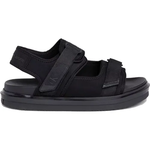 Schwarze Velcro Flache Sandalen für Männer - Calvin Klein Jeans - Modalova