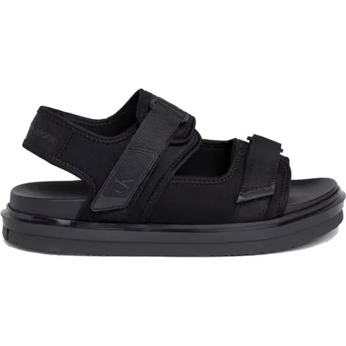 Schwarze Velcro Flache Sandalen für Männer , Herren, Größe: 41 EU - Calvin Klein Jeans - Modalova