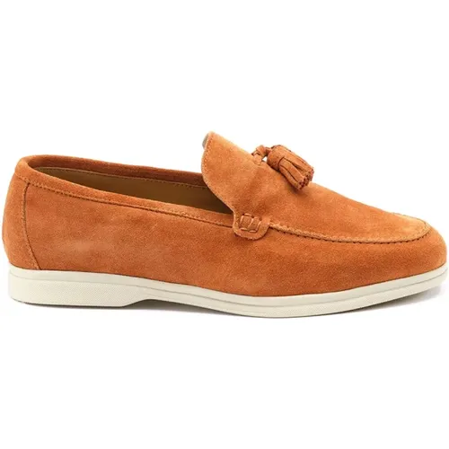 Wildleder Loafer mit Quasten , Damen, Größe: 38 1/2 EU - Testoni - Modalova