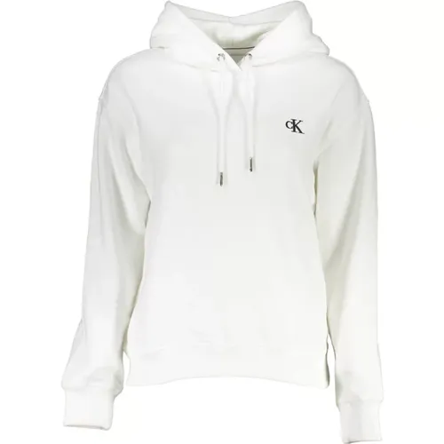 Weiße Kapuzenpullover mit gesticktem Logo , Damen, Größe: 2XS - Calvin Klein - Modalova